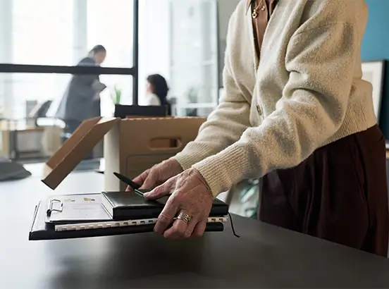 Business owner reviewing documents